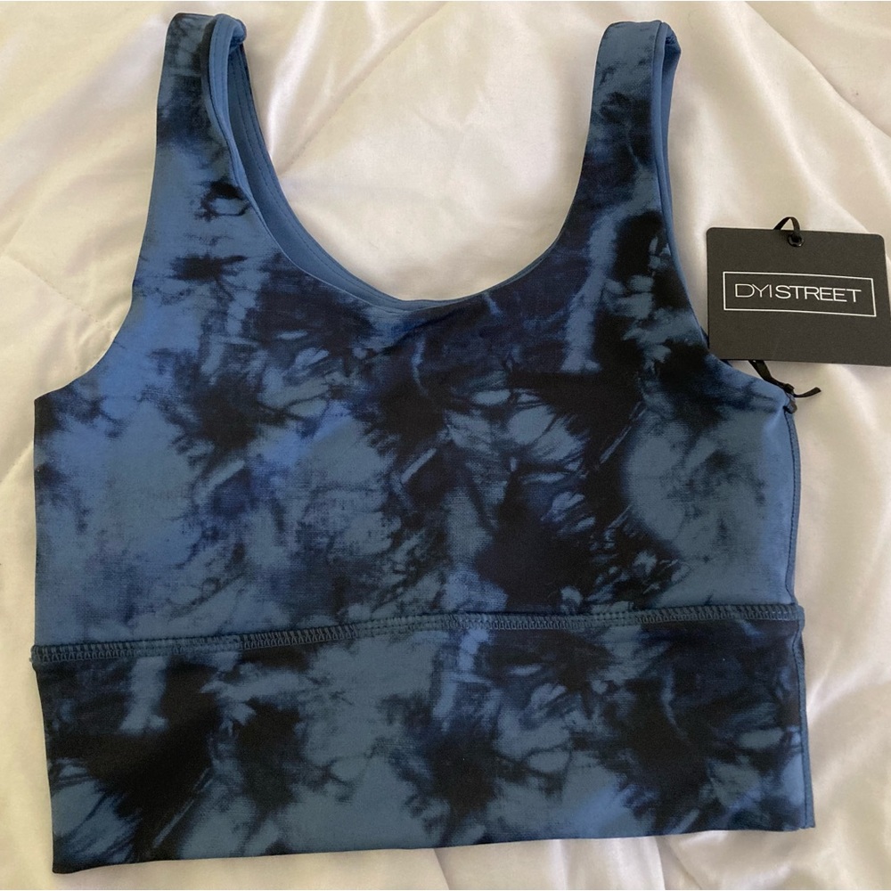 DYI Elevate Racer Bra XS/Chambray Tie Dye. USA. Bionic 81%Poly, 19% Spandex
